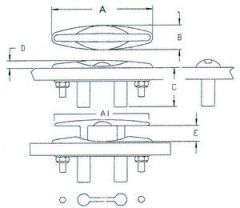 Koç boynuzu, gömme, AISI 316 paslanmaz çelik. 138 110 43 47