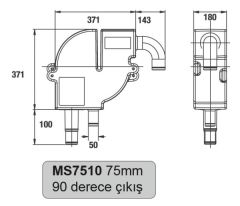 Halyard Millennium Egzoz Gaz-Su Ayrıcı MS7510 75 mm 90 derece çıkış