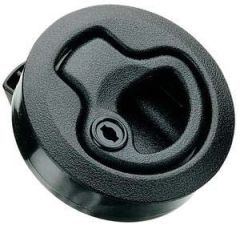 Southco Marine M1  kulplu kilit. Açmak için kulp çekilir, çarparak kilitlenir. Anahtarlı. 2-7mm Siyah