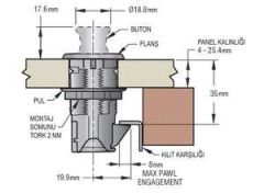 Southco Marine Point çekmece/dolap kulbu. DİKEY OVAL SATEN KROMAJ